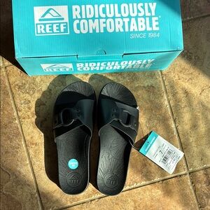 Reef Black Slide Sandals